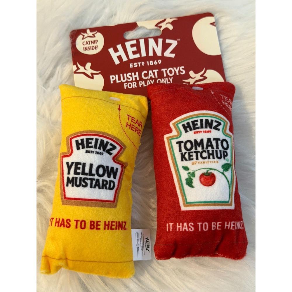 Heinz Ketchup and Yellow Mustard Catnip Plush Cat Toys Set 2 Pack